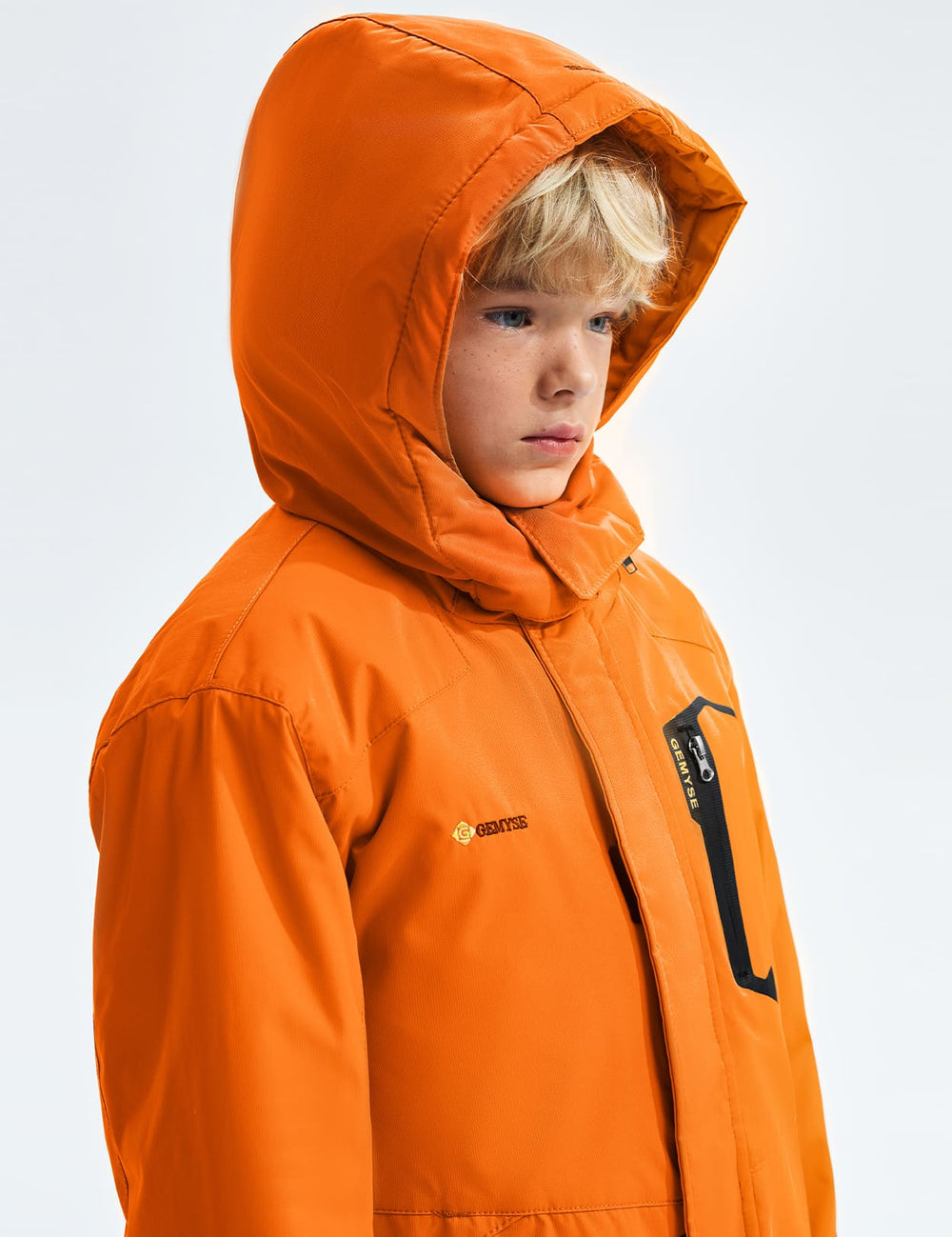 GEMYSE Boy's Waterproof Ski Snow Jacket Hooded Fleece Windproof Winter Jacket