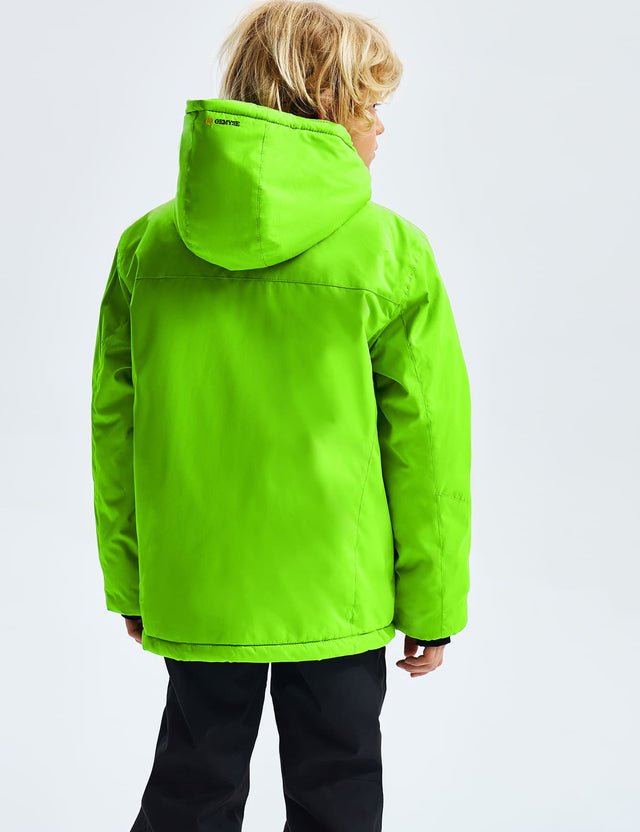 GEMYSE Boy's Waterproof Ski Snow Jacket Hooded Fleece