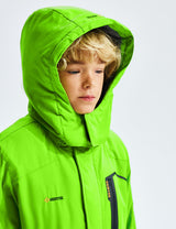 GEMYSE Boy's Waterproof Ski Snow Jacket Hooded Fleece