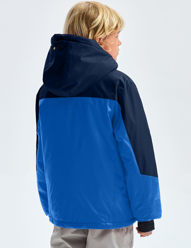 GEMYSE Boy's Waterproof Ski Snow Jacket Hooded Fleece