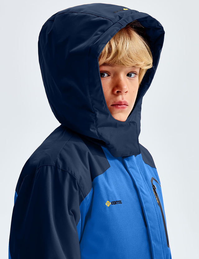 GEMYSE Boy's Waterproof Ski Snow Jacket Hooded Fleece