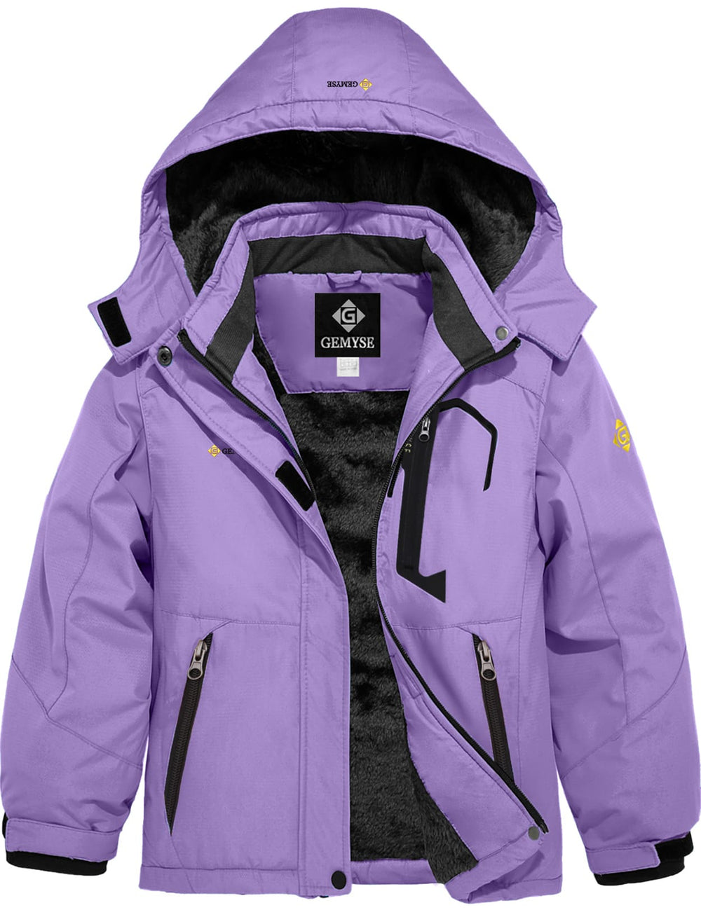 GEMYSE Girl's Waterproof Ski Snow Jacket Fleece Windproof Winter Jacket with Hood
