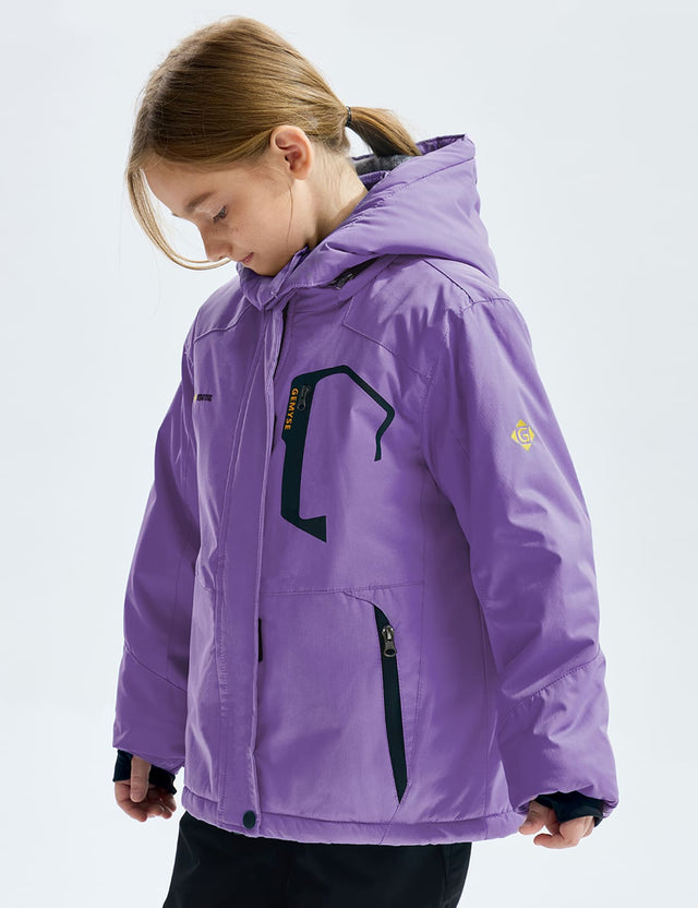 GEMYSE Girl's Waterproof Ski Snow Jacket Fleece Windproof