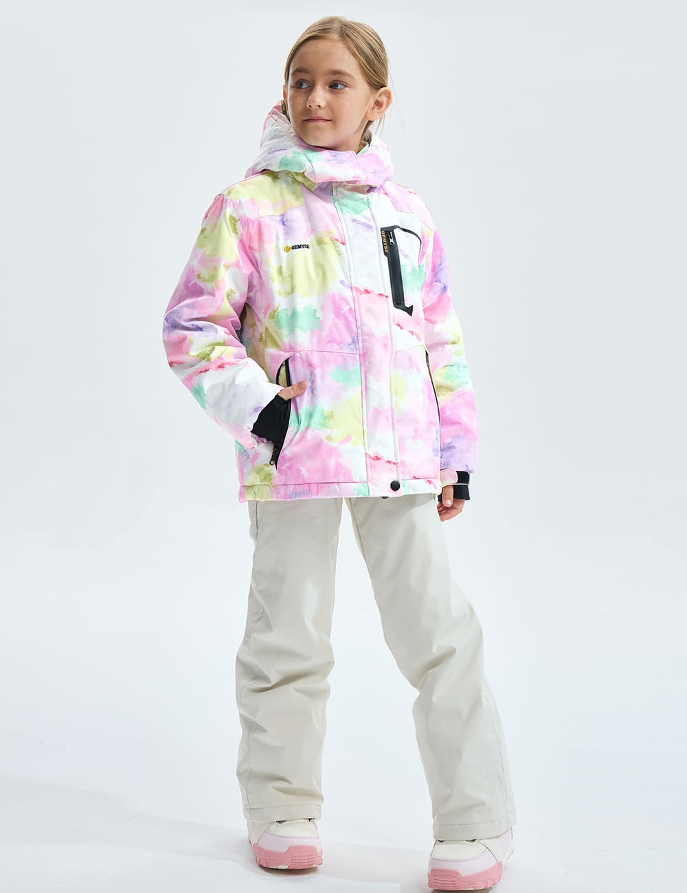 GEMYSE Girl's Waterproof Ski Snow Jacket Fleece Windproof Winter Jacket with Hood