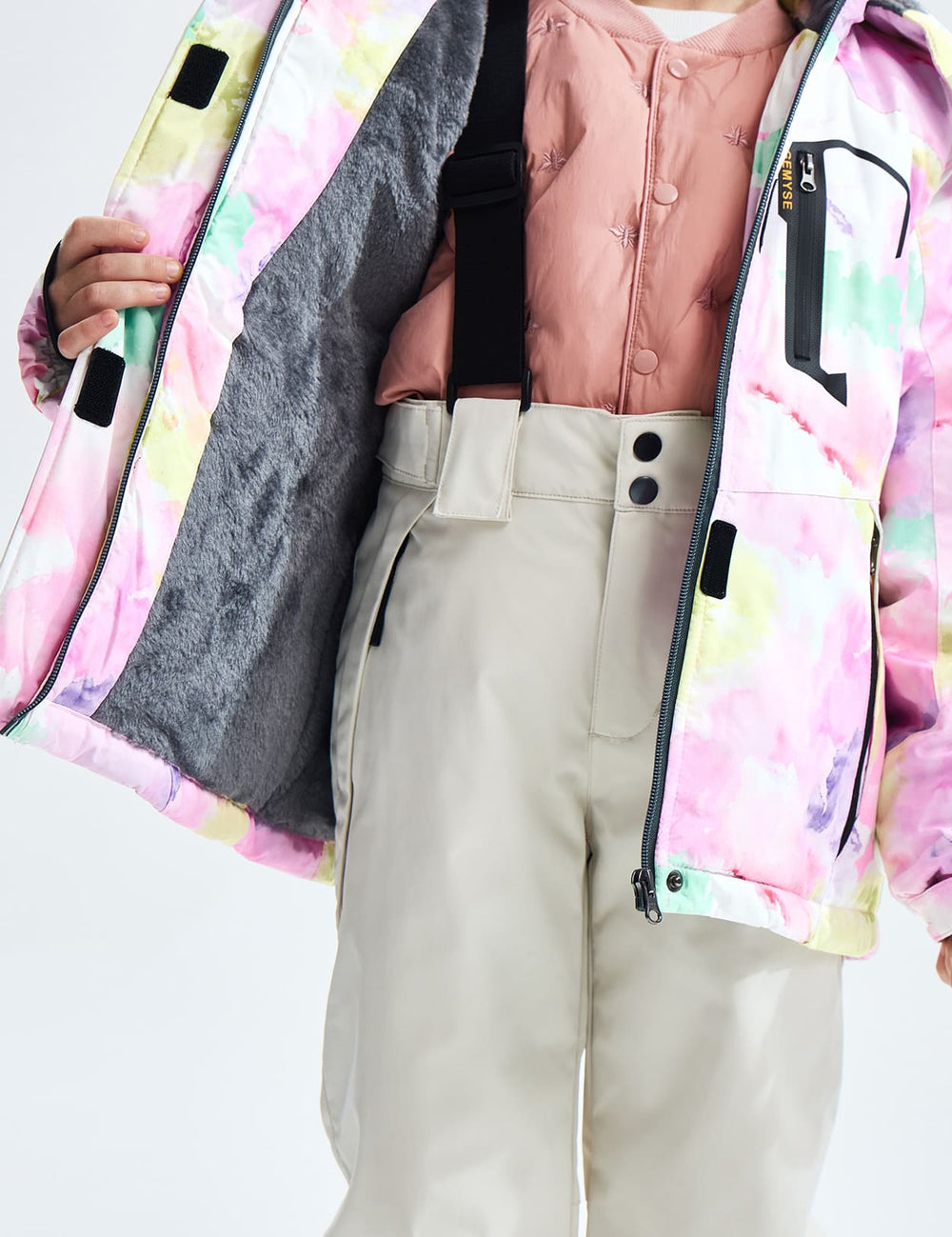 GEMYSE Girl's Waterproof Ski Snow Jacket Fleece Windproof Winter Jacket with Hood