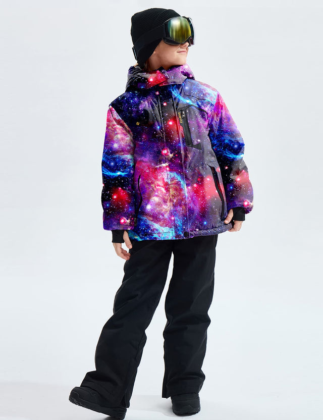 GEMYSE Girl's Waterproof Ski Snow Jacket Fleece Windproof