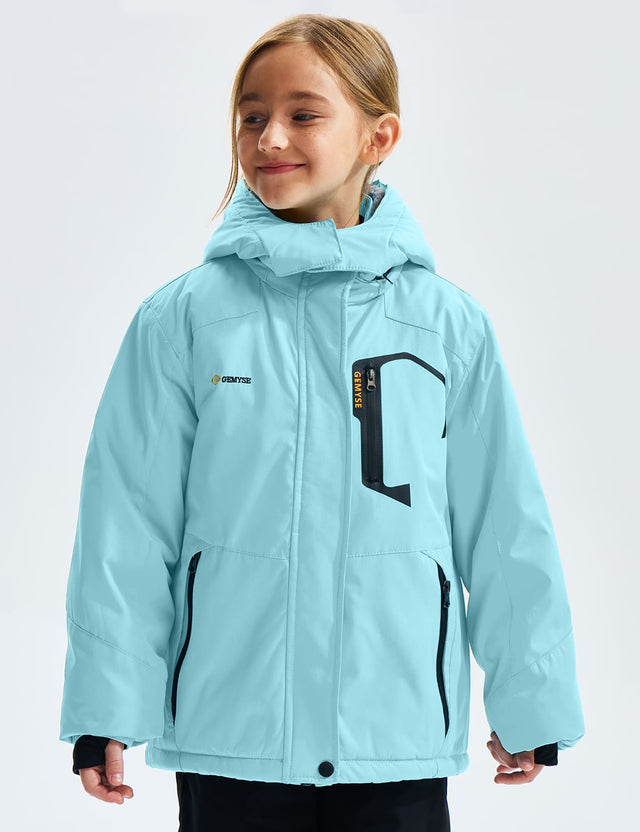 GEMYSE Girl's Waterproof Ski Snow Jacket Fleece Windproof