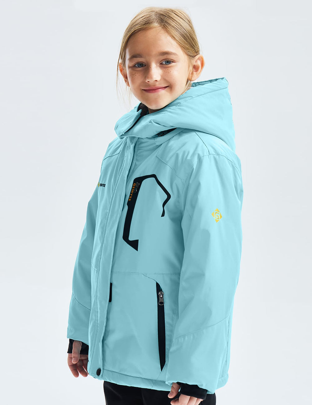 GEMYSE Girl's Waterproof Ski Snow Jacket Fleece Windproof Winter Jacket with Hood