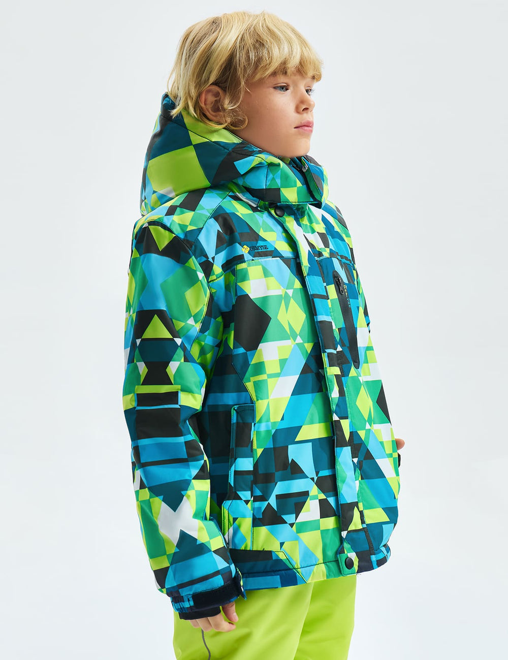 GEMYSE Boy's Waterproof Ski Snow Jacket Hooded Fleece Lined Windproof Winter Jacket