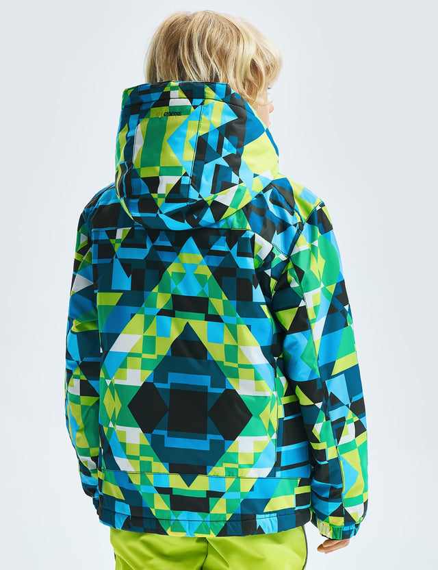 GEMYSE Boy's Waterproof Ski Snow Jacket Hooded Fleece
