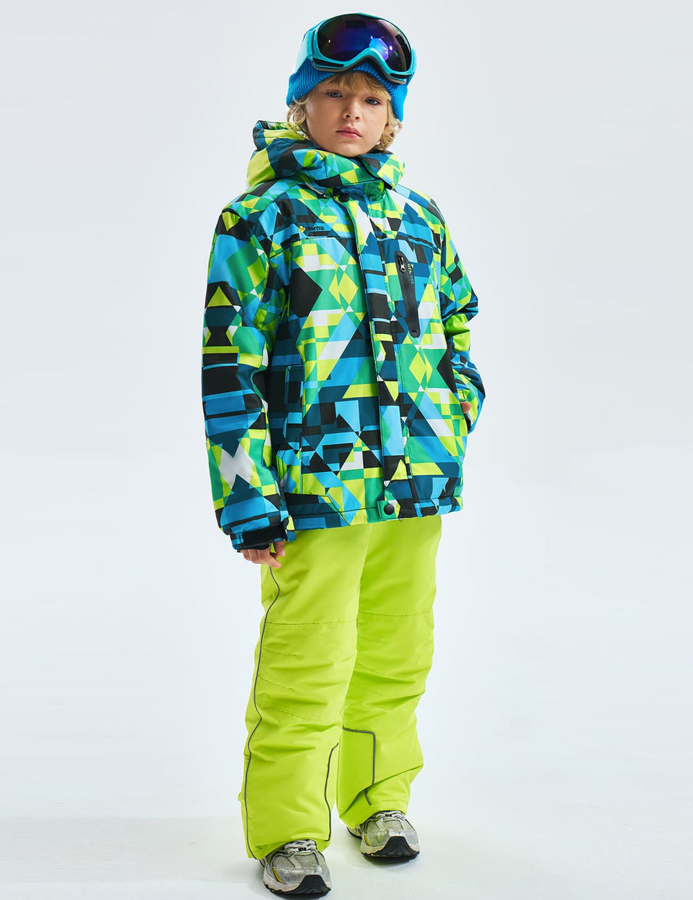 GEMYSE Boy's Waterproof Ski Snow Jacket Hooded Fleece Lined Windproof Winter Jacket