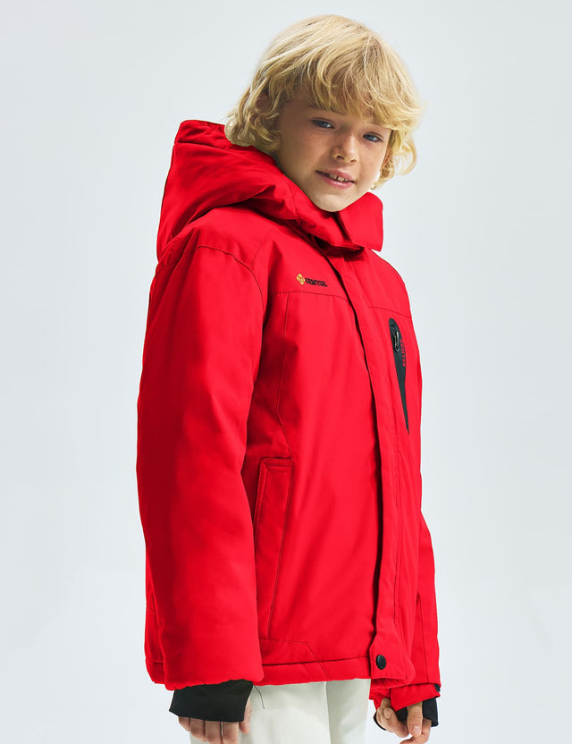 GEMYSE Boy's Waterproof Ski Snow Jacket Hooded Fleece