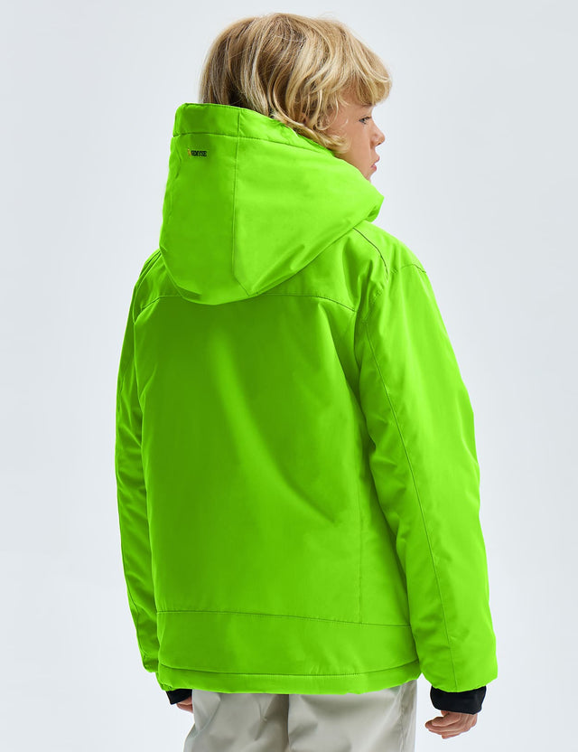 GEMYSE Boy's Waterproof Ski Snow Jacket Hooded Fleece
