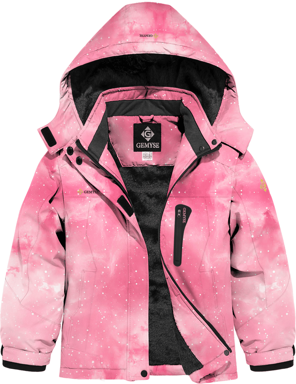 GEMYSE Girl's Waterproof Ski Snow Jacket Hooded Fleece Lined Windproof Winter Jacket