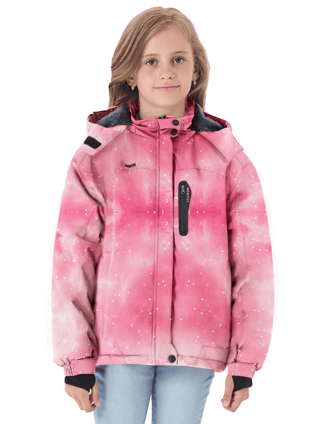 GEMYSE Girl's Waterproof Ski Snow Jacket Hooded Fleece
