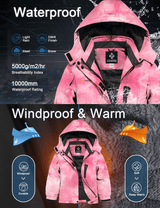 GEMYSE Girl's Waterproof Ski Snow Jacket Hooded Fleece