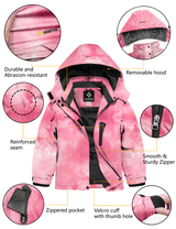 GEMYSE Girl's Waterproof Ski Snow Jacket Hooded Fleece