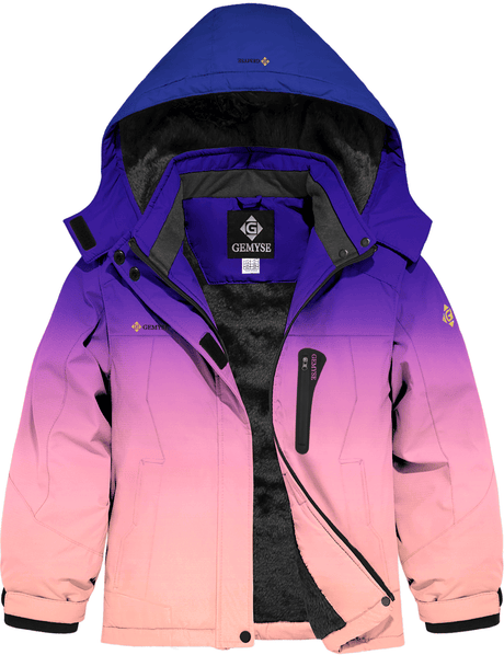 GEMYSE Girl's Waterproof Ski Snow Jacket Hooded Fleece