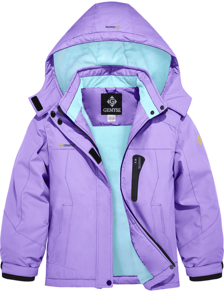 GEMYSE Girl's Waterproof Ski Snow Jacket Hooded Fleece