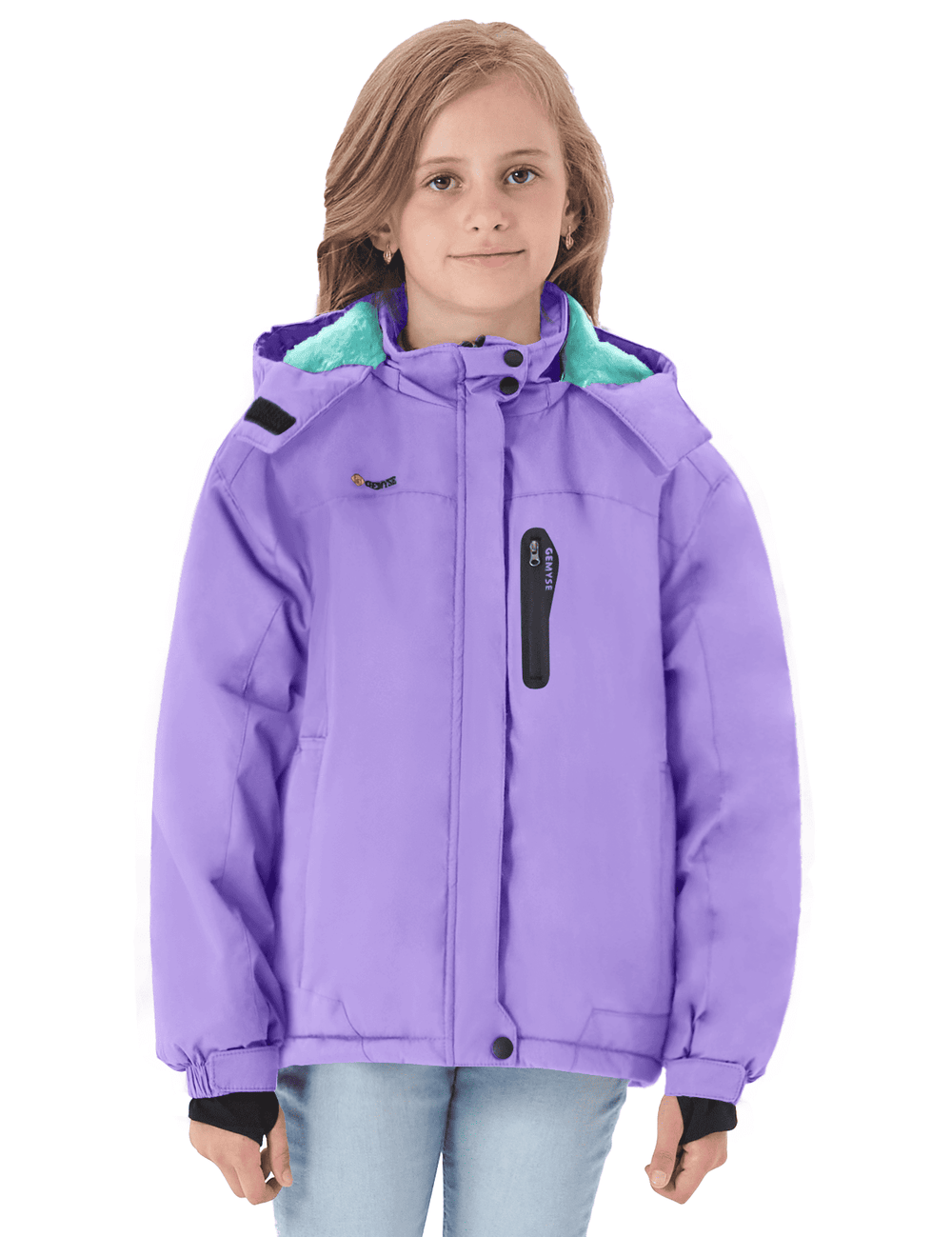GEMYSE Girl's Waterproof Ski Snow Jacket Hooded Fleece Lined Windproof Winter Jacket
