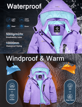 GEMYSE Girl's Waterproof Ski Snow Jacket Hooded Fleece
