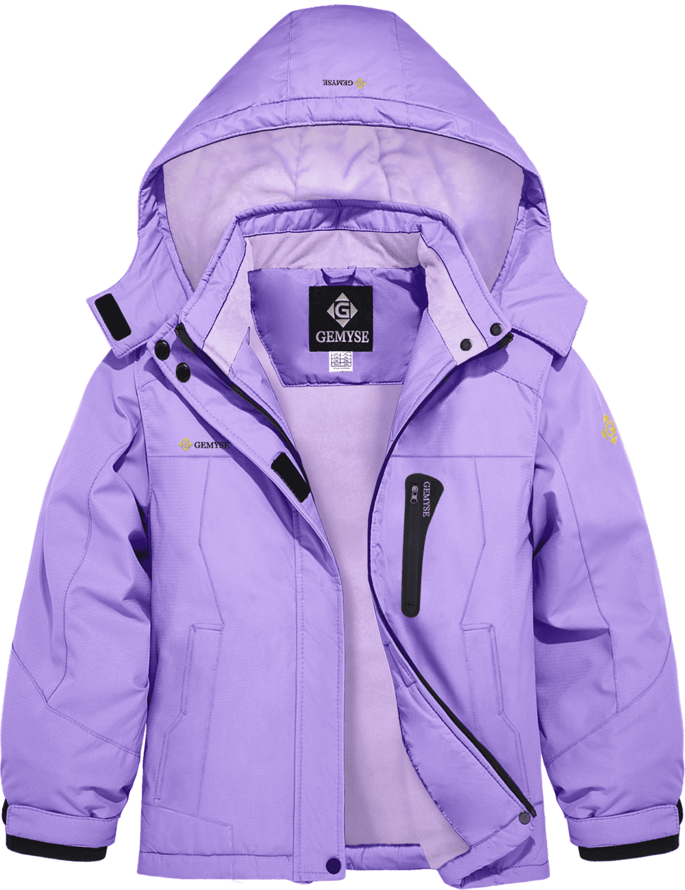 GEMYSE Girl's Waterproof Ski Snow Jacket Hooded Fleece Lined Windproof Winter Jacket