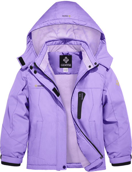 GEMYSE Girl's Waterproof Ski Snow Jacket Hooded Fleece
