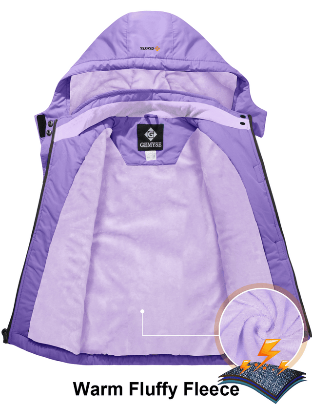 GEMYSE Girl's Waterproof Ski Snow Jacket Hooded Fleece