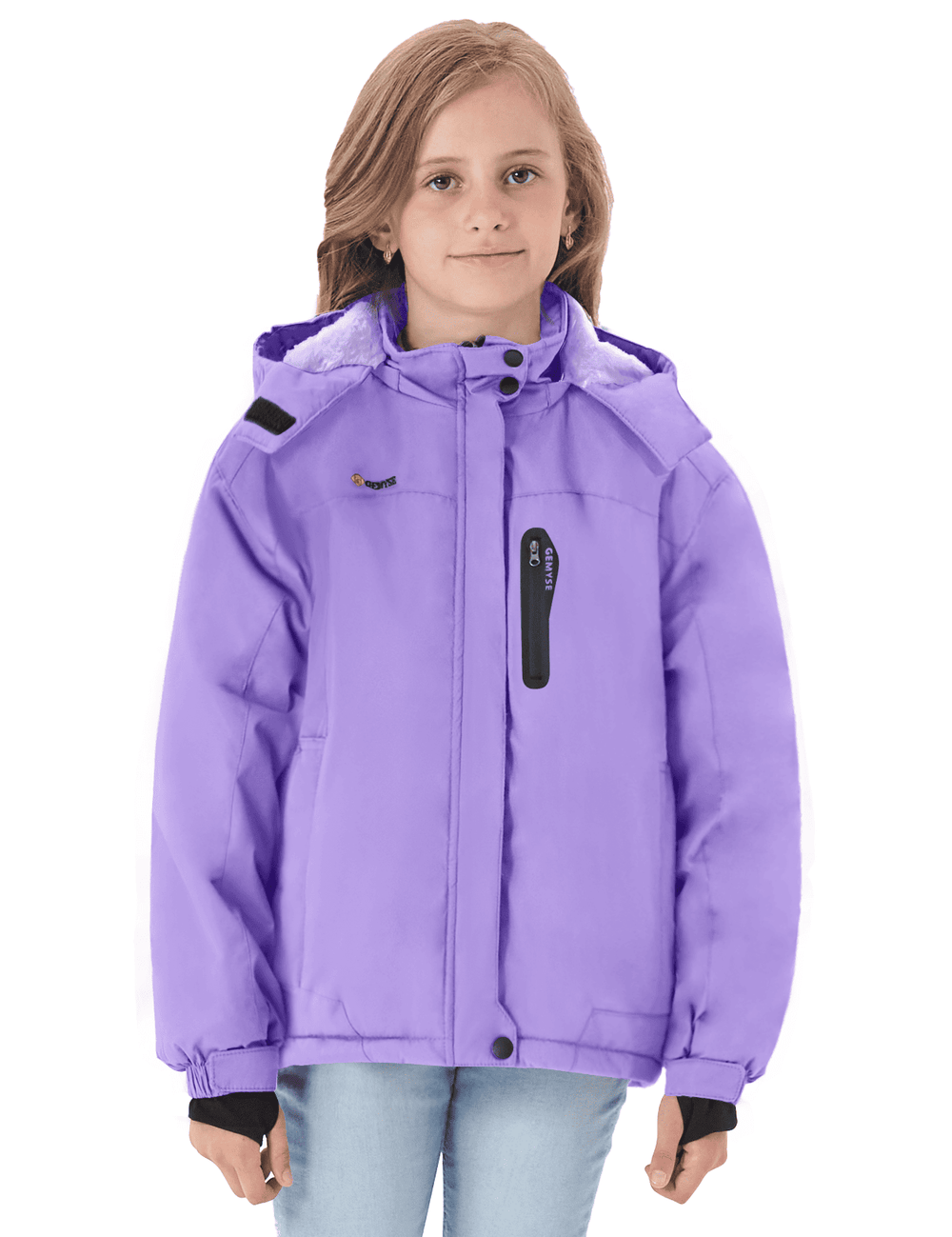 GEMYSE Girl's Waterproof Ski Snow Jacket Hooded Fleece Lined Windproof Winter Jacket