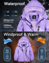 GEMYSE Girl's Waterproof Ski Snow Jacket Hooded Fleece