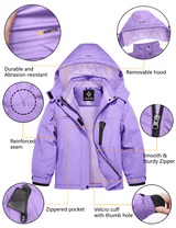GEMYSE Girl's Waterproof Ski Snow Jacket Hooded Fleece