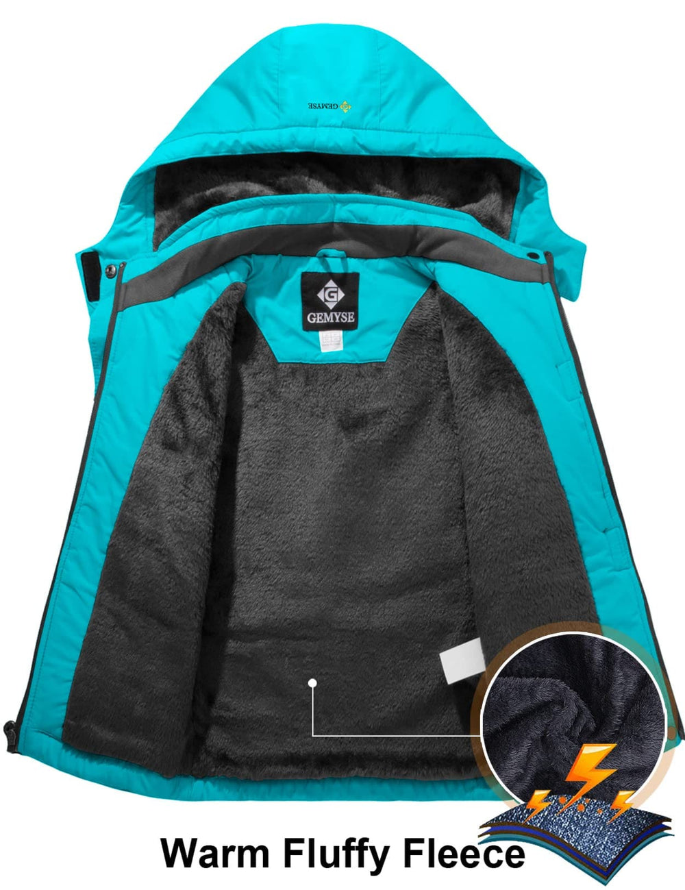 GEMYSE Girl's Waterproof Ski Snow Jacket Hooded Fleece Lined Windproof Winter Jacket