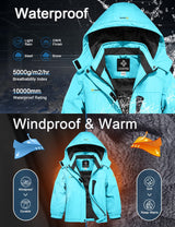 GEMYSE Girl's Waterproof Ski Snow Jacket Hooded Fleece