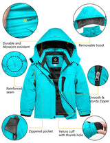 GEMYSE Girl's Waterproof Ski Snow Jacket Hooded Fleece