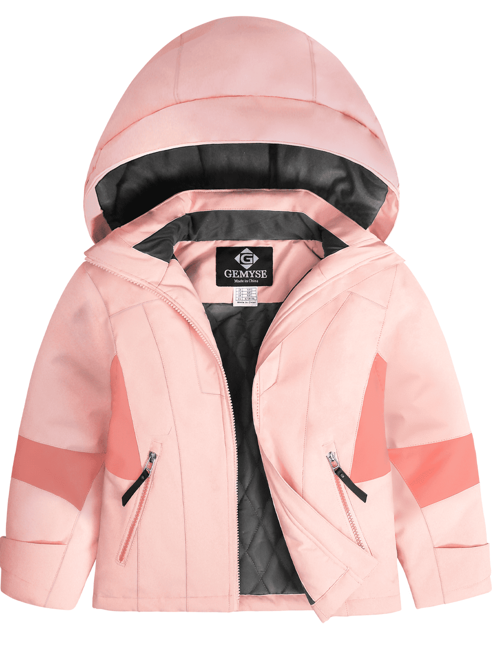 GEMYSE Girls Winter Jackets Waterproof Windpoof Ski Snow Jacket Warm Quilted Coats Kids Outerwear with Hood