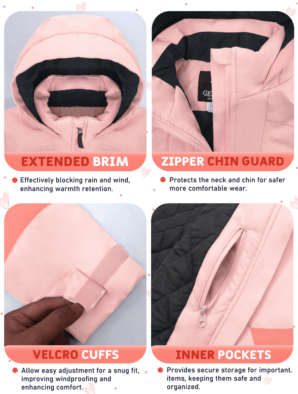 GEMYSE Girls Winter Jackets Waterproof Windpoof Ski Snow Jacket Warm Quilted Coats Kids Outerwear with Hood