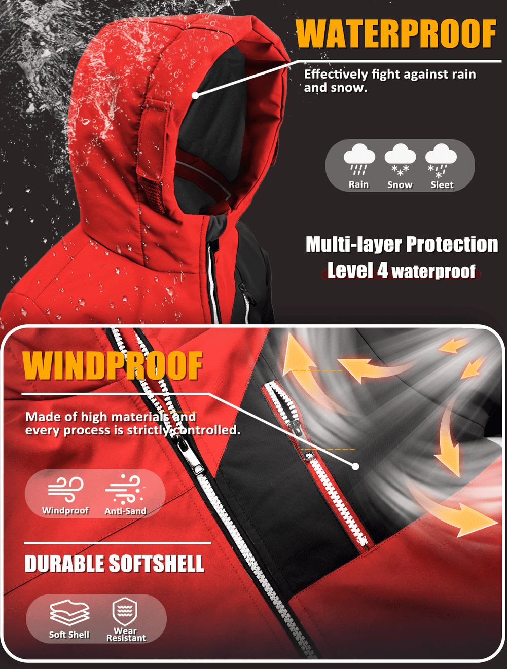 GEMYSE Boys Winter Coat Waterproof Windproof Boys Ski Snow Jacket with Hood Warm Kids Winter Jacket