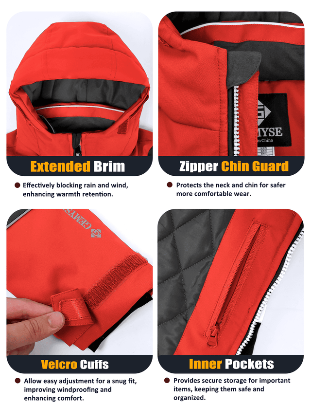 GEMYSE Boys Winter Coat Waterproof Windproof Ski Snow