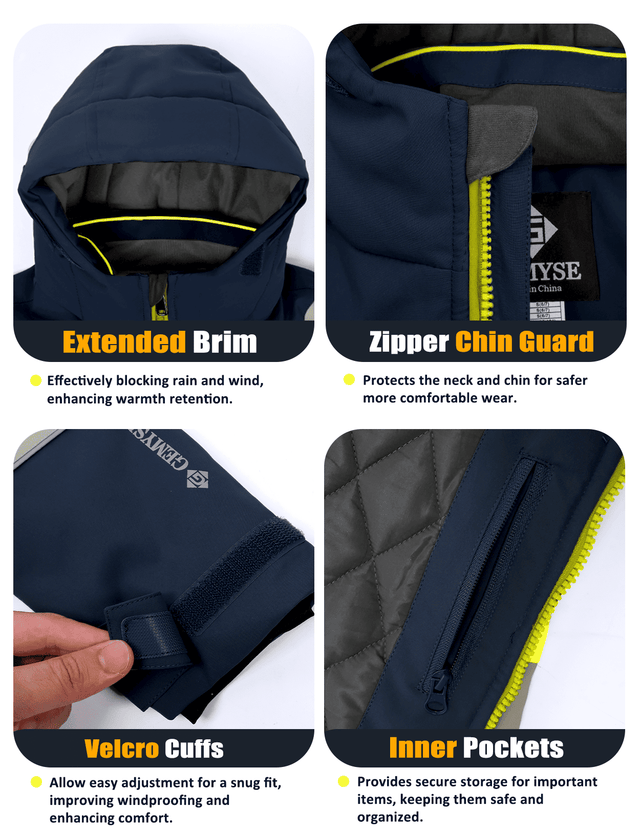 GEMYSE Boys Winter Coat Waterproof Windproof Ski Snow