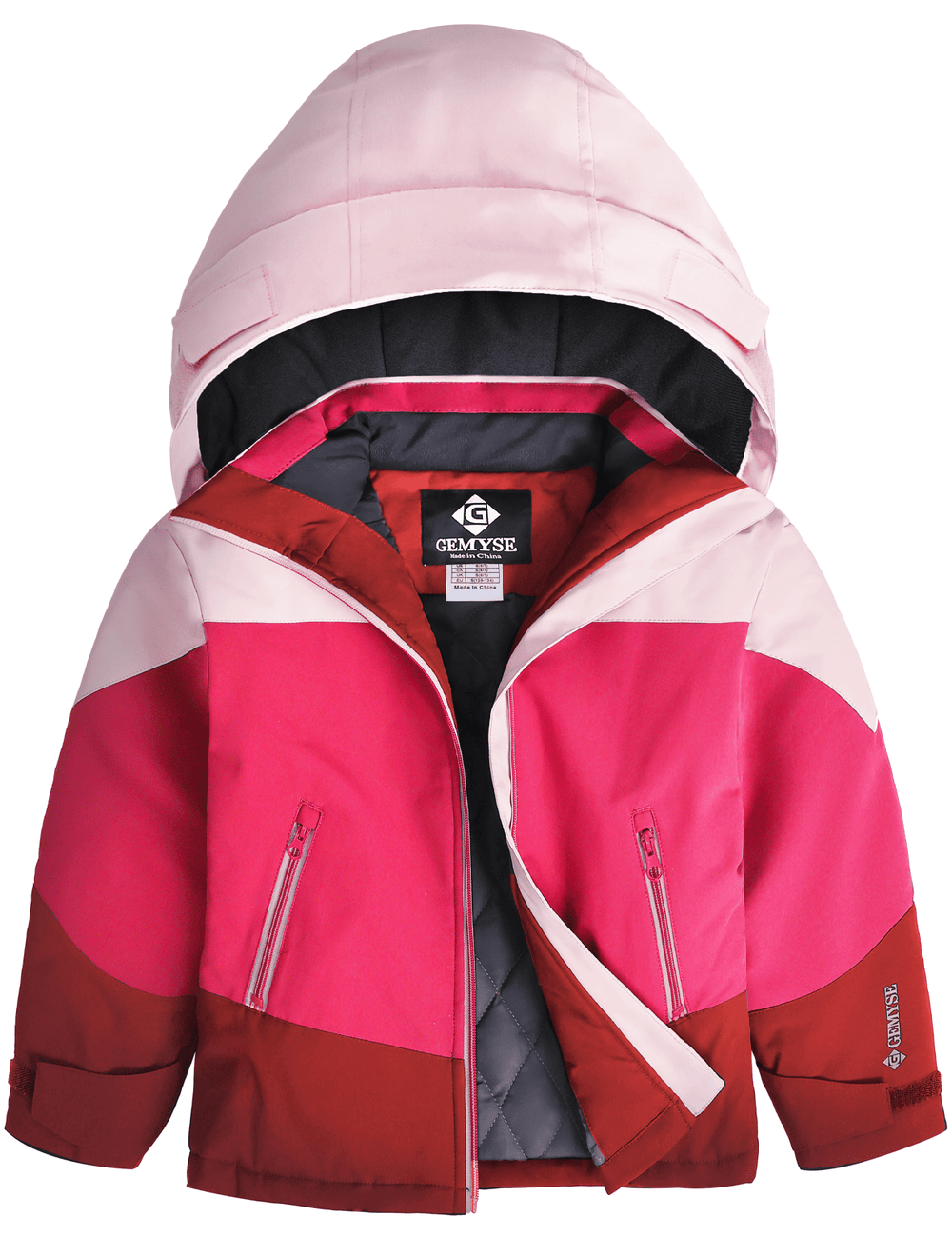 GEMYSE Girls Winter Coat Waterproof Windproof Girls Ski Jacket with Hood Kids Quilted Outerwear