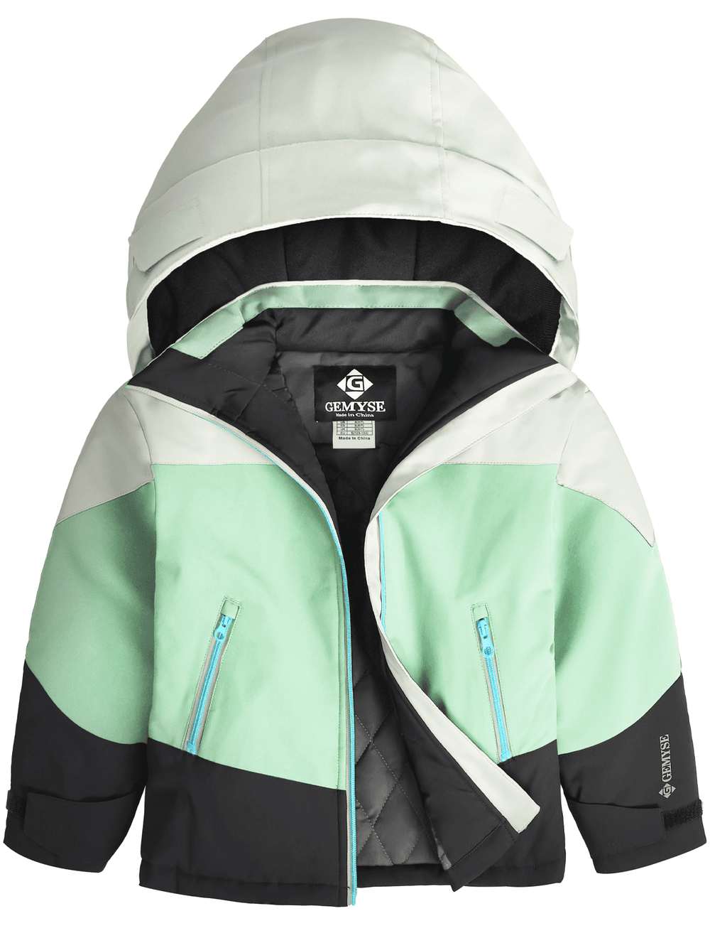GEMYSE Girls Winter Coat Waterproof Windproof Girls Ski Jacket with Hood Kids Quilted Outerwear