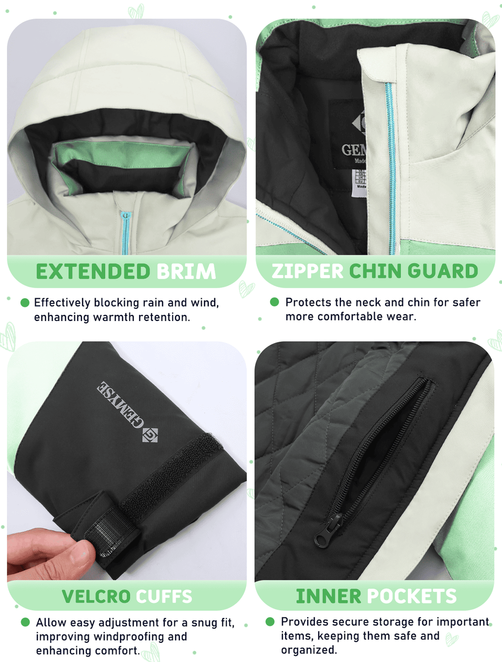 GEMYSE Girls Winter Coat Waterproof Windproof Girls Ski Jacket with Hood Kids Quilted Outerwear