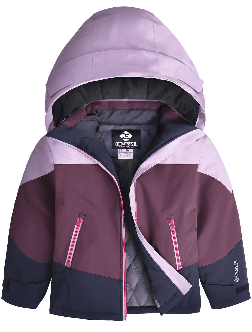 GEMYSE Girls Winter Coat Waterproof Windproof Girls Ski Jacket with Hood Kids Quilted Outerwear