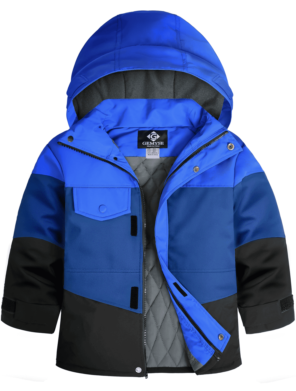GEMYSE Boys Winter Coat Waterproof Windproof Boys Ski Jacket with Hood Kids Insulated Quilted Outerwear