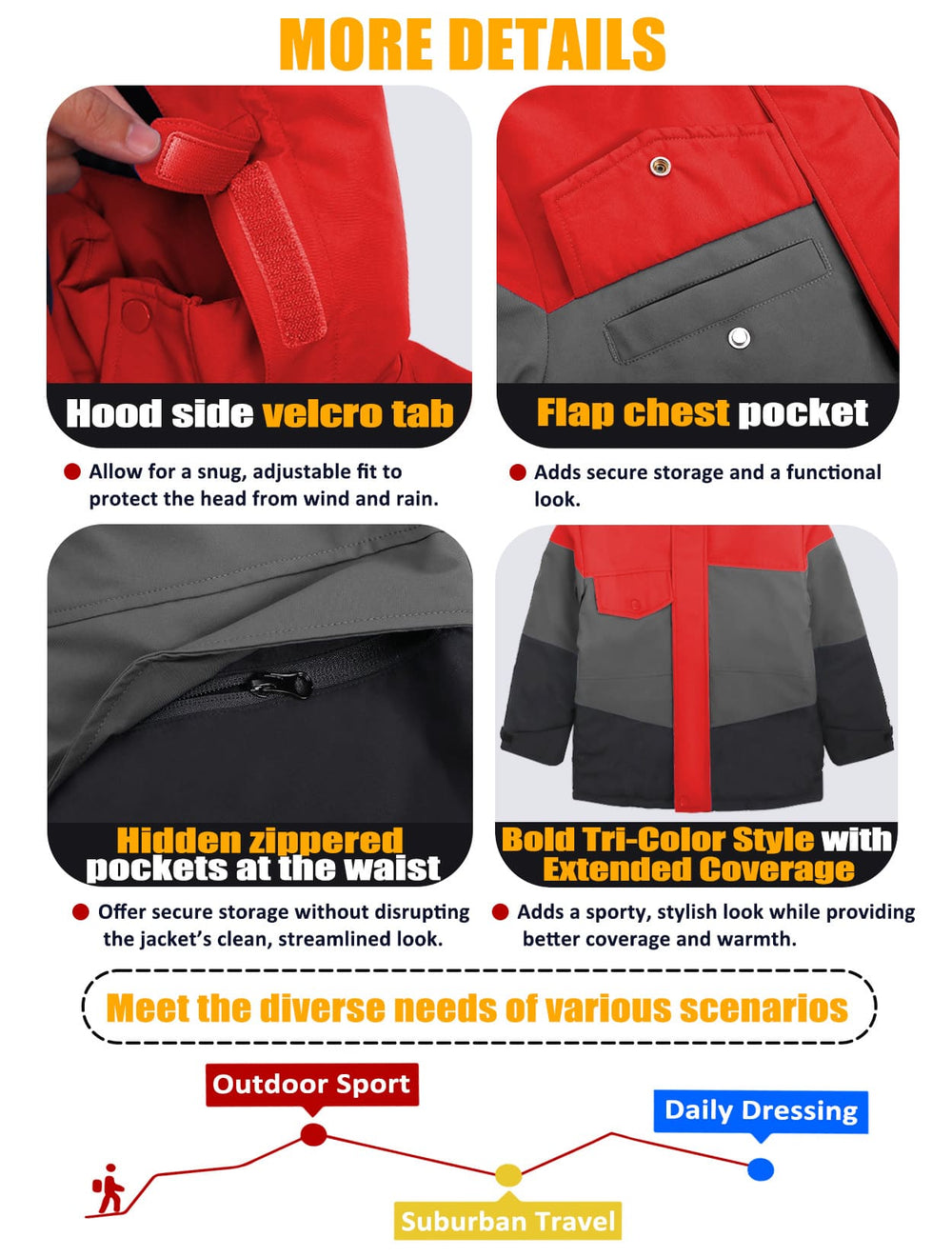 GEMYSE Boys Winter Coat Waterproof Windproof Boys Ski Jacket with Hood Kids Insulated Quilted Outerwear