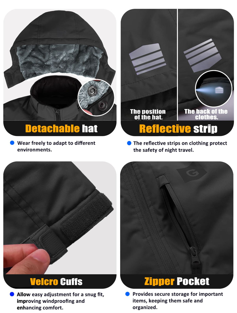 GEMYSE Kids Winter Jacket Waterproof Boys Girls Ski Jacket with Hood Windproof Warm Fall and Winter Outerwear