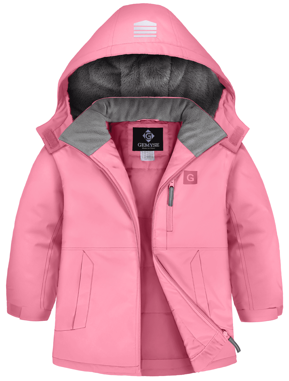 GEMYSE Kids Winter Jacket Waterproof Boys Girls Ski Jacket with Hood Windproof Warm Fall and Winter Outerwear