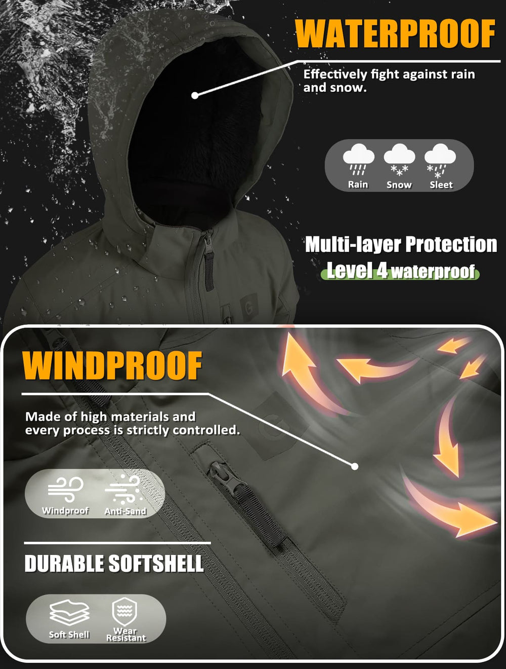 GEMYSE Kids Winter Jacket Waterproof Boys Girls Ski Jacket with Hood Windproof Warm Fall and Winter Outerwear