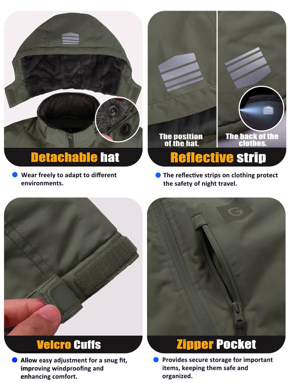 GEMYSE Kids Winter Jacket Waterproof Boys Girls Ski Jacket with Hood Windproof Warm Fall and Winter Outerwear