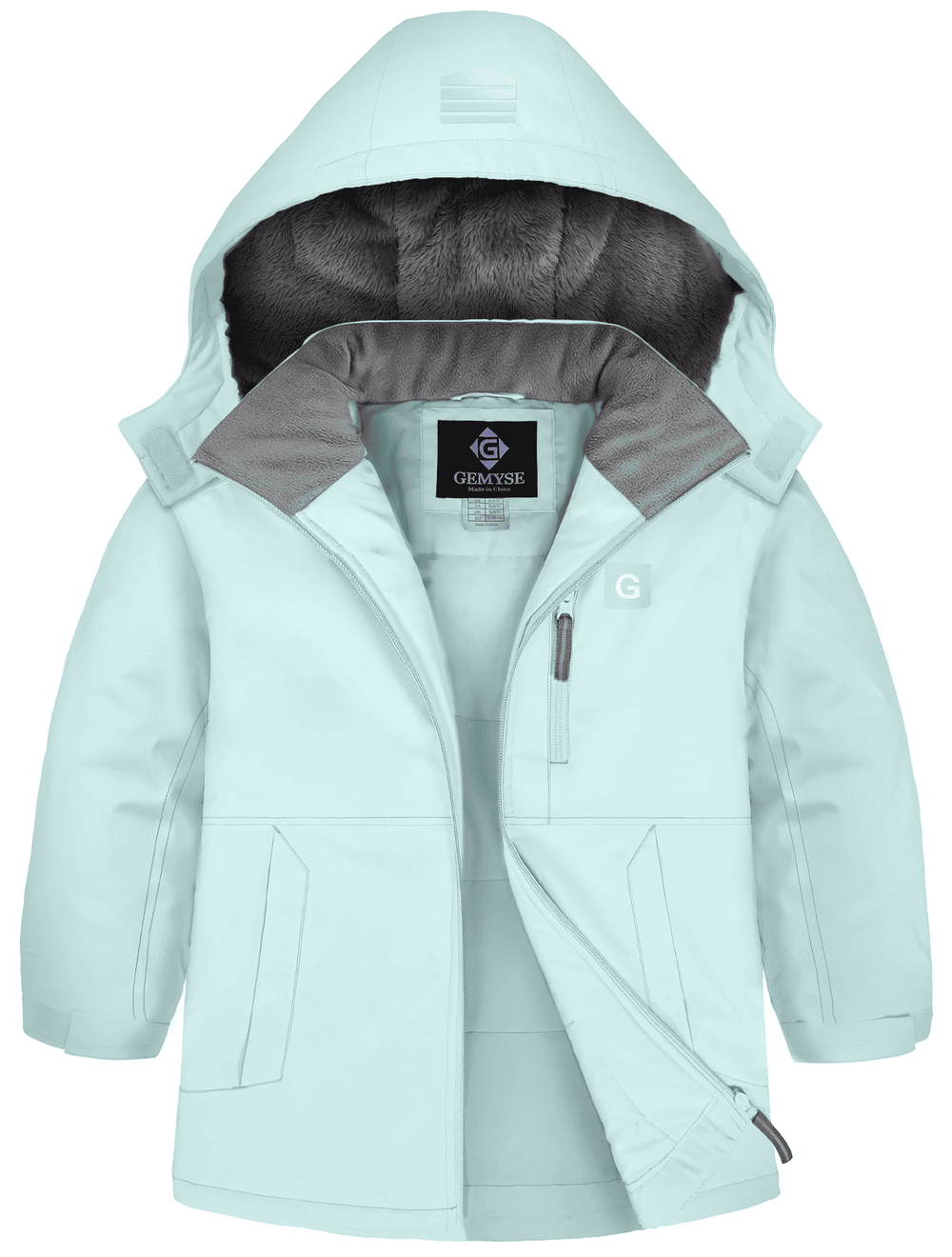 GEMYSE Kids Winter Jacket Waterproof Boys Girls Ski Jacket with Hood Windproof Warm Fall and Winter Outerwear